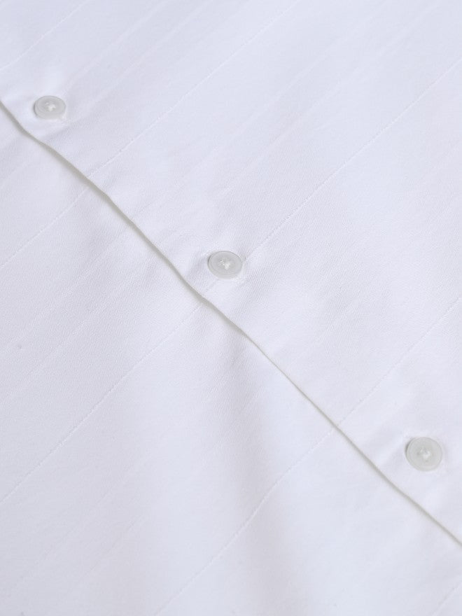 Highlander Men White Striped Regular Fit Casual Shirt - White - Image 9