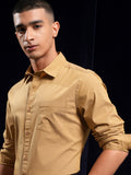 Highlander Men Mustard Solid Regular Fit Casual Shirt - Mustard - Image 1