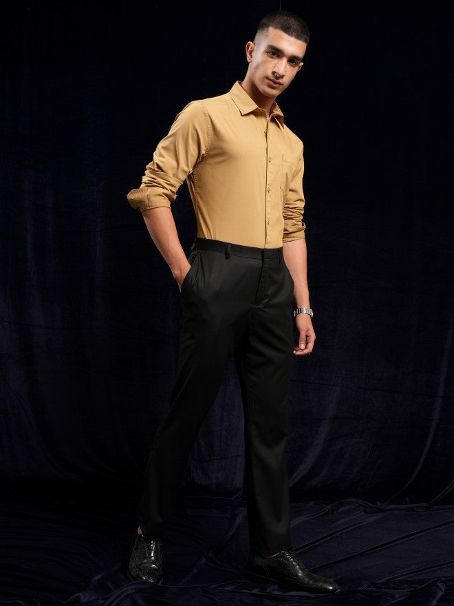Highlander Men Mustard Solid Regular Fit Casual Shirt - Mustard - Image 2