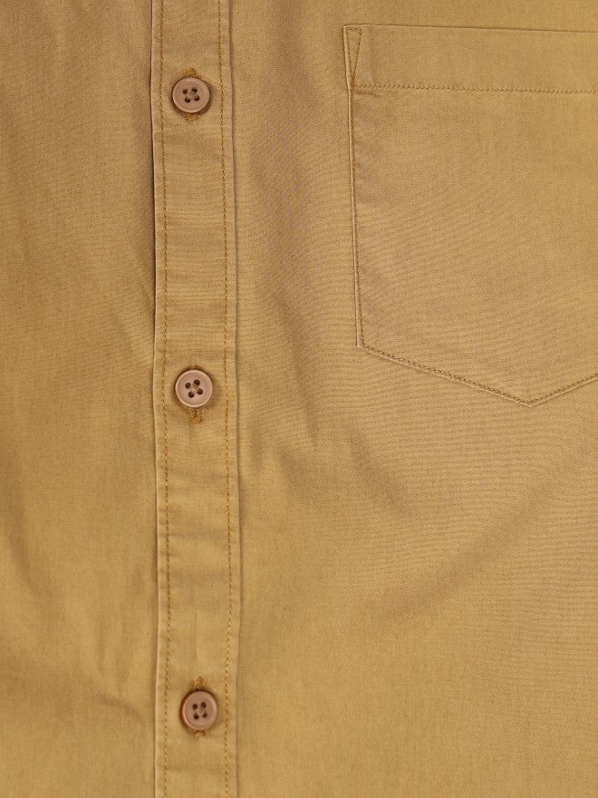 Highlander Men Mustard Solid Regular Fit Casual Shirt - Mustard - Image 9