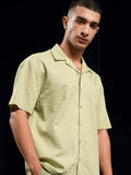 Highlander Green Textured Relaxed Fit Casual Shirt - Green - Image 1