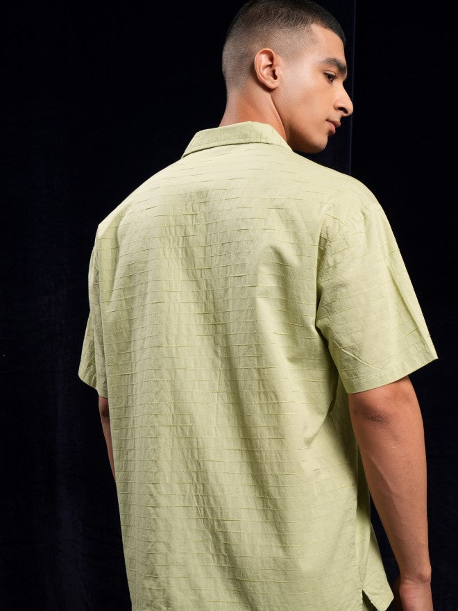 Highlander Green Textured Relaxed Fit Casual Shirt - Green - Image 3