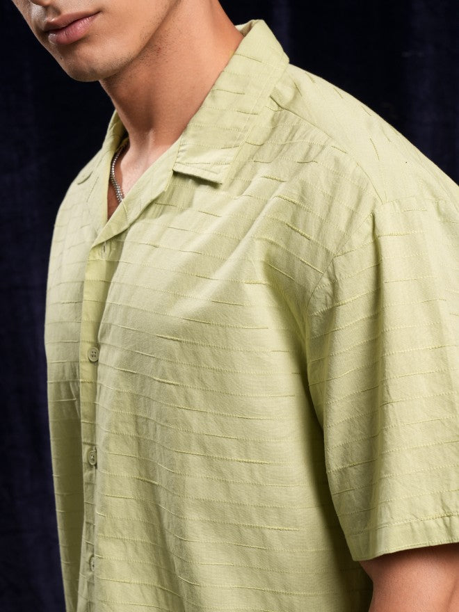 Highlander Green Textured Relaxed Fit Casual Shirt - Green - Image 5