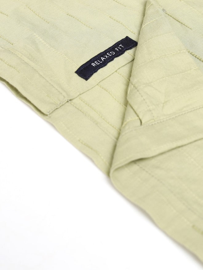 Highlander Green Textured Relaxed Fit Casual Shirt - Green - Image 9