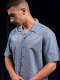 Highlander Men Blue Textured Relaxed Fit Casual Shirt - Blue - Image 1