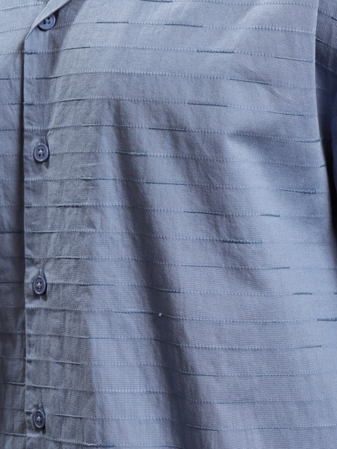 Highlander Men Blue Textured Relaxed Fit Casual Shirt - Blue - Image 8