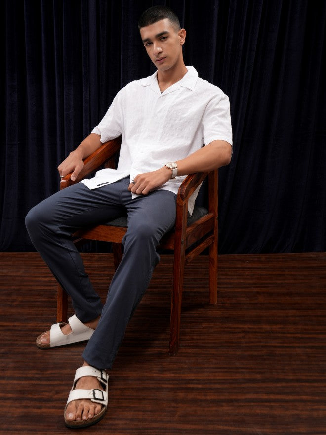 Highlander Men White Self Design Relaxed Fit Casual Shirt - White - Image 2
