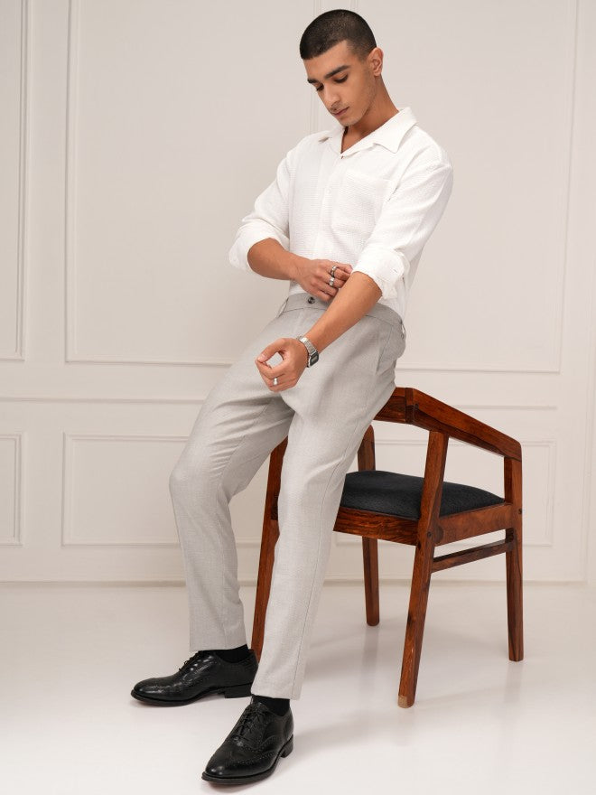 Highlander Men White Textured Relaxed Fit Casual Shirt - White - Image 2