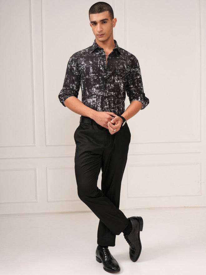 Highlander Men Black Printed Relaxed Fit Casual Shirt - Black - Image 2