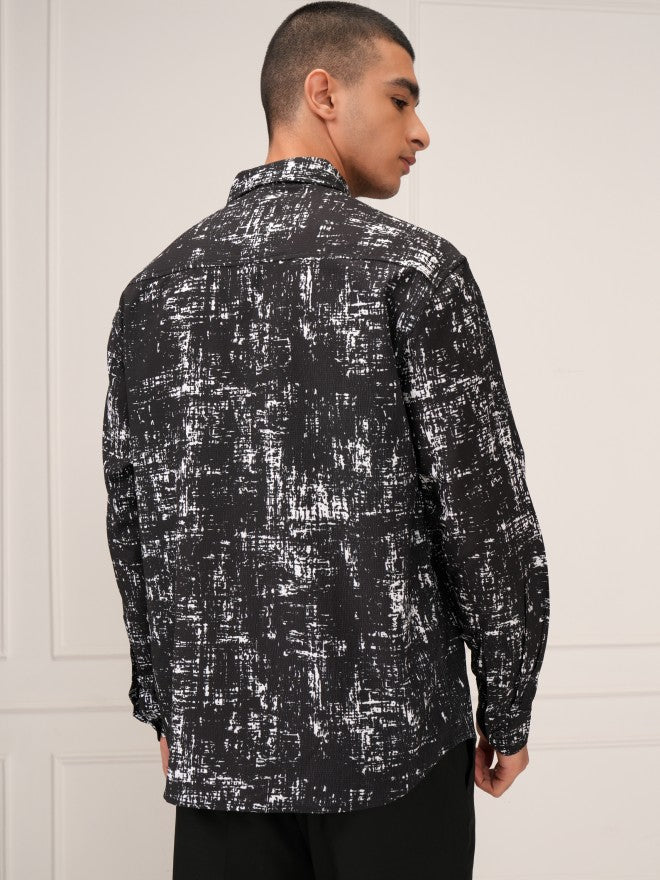 Highlander Men Black Printed Relaxed Fit Casual Shirt - Black - Image 3