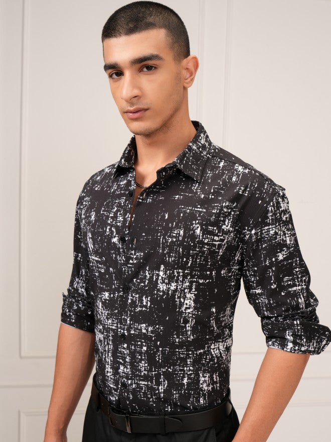 Highlander Men Black Printed Relaxed Fit Casual Shirt - Black - Image 4