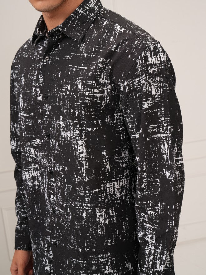 Highlander Men Black Printed Relaxed Fit Casual Shirt - Black - Image 5