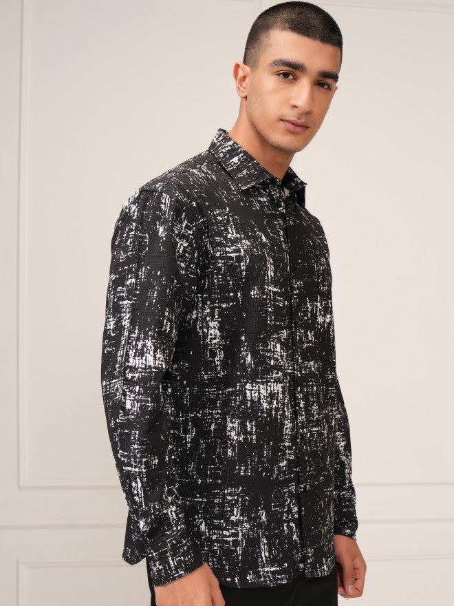 Highlander Men Black Printed Relaxed Fit Casual Shirt - Black - Image 6