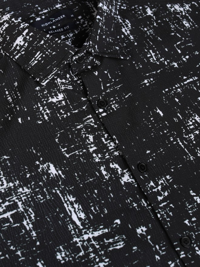 Highlander Men Black Printed Relaxed Fit Casual Shirt - Black - Image 7