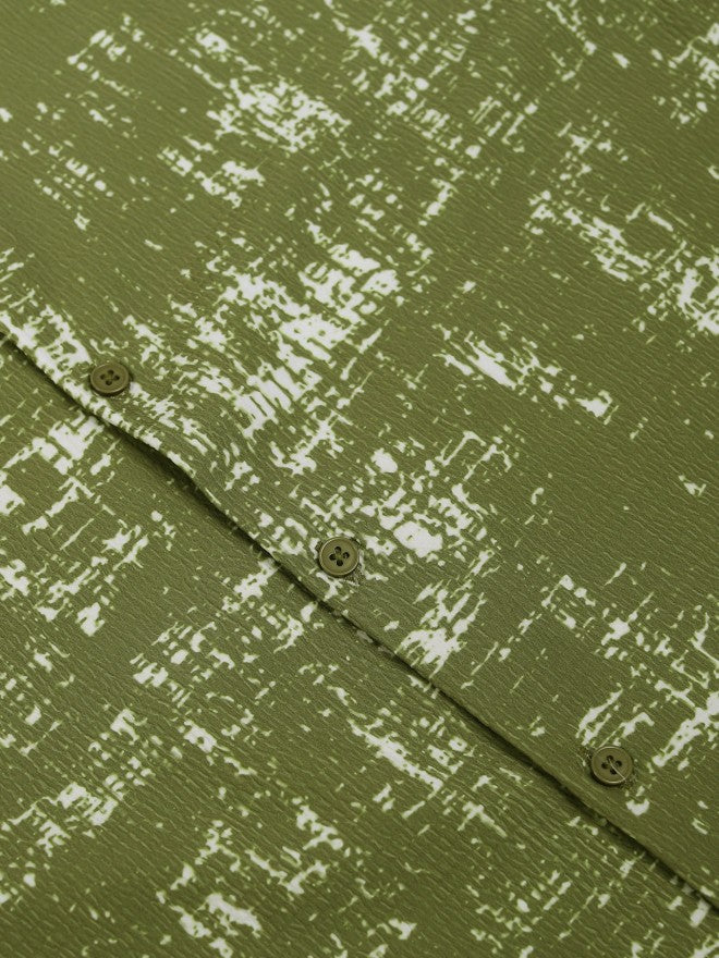Highlander Men Olive Printed Relaxed Fit Casual Shirt - Olive - Image 8