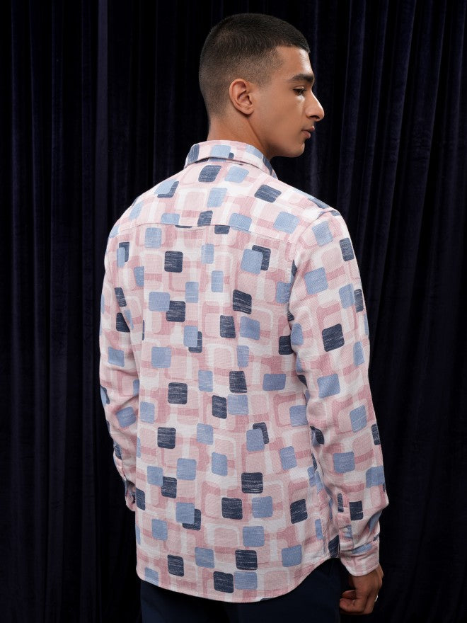 Highlander Men Pink Printed Regular Fit Casual Shirt - Pink - Image 3