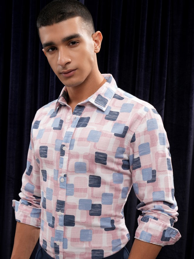 Highlander Men Pink Printed Regular Fit Casual Shirt - Pink - Image 4