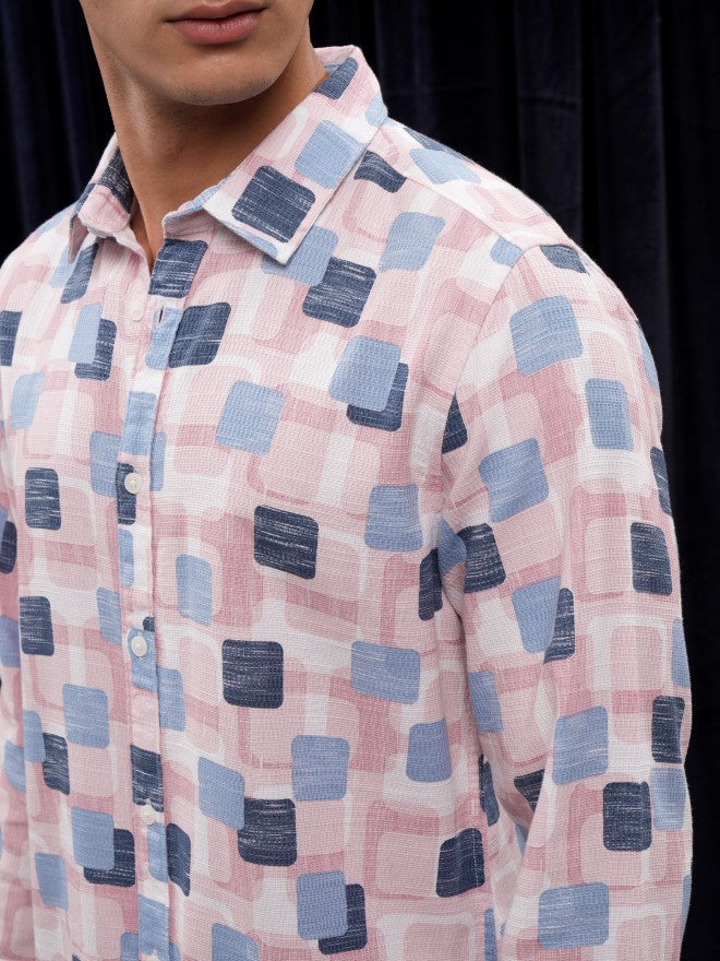 Highlander Men Pink Printed Regular Fit Casual Shirt - Pink - Image 5