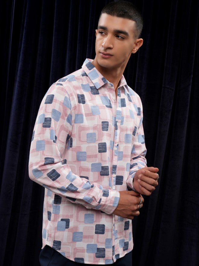 Highlander Men Pink Printed Regular Fit Casual Shirt - Pink - Image 6
