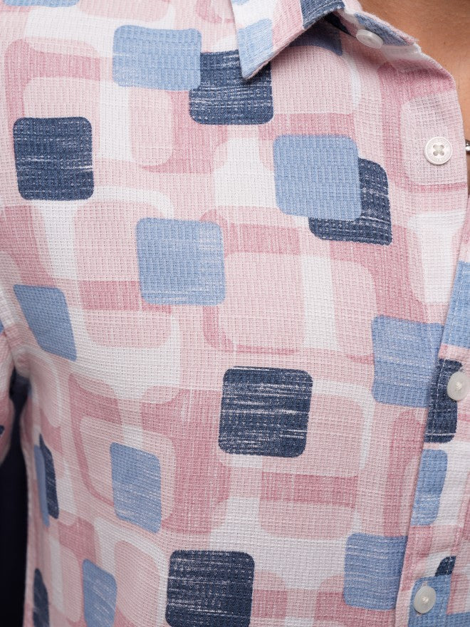 Highlander Men Pink Printed Regular Fit Casual Shirt - Pink - Image 7