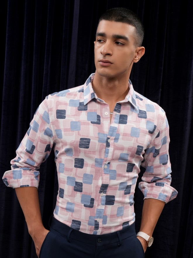 Highlander Men Pink Printed Regular Fit Casual Shirt - Pink - Image 8
