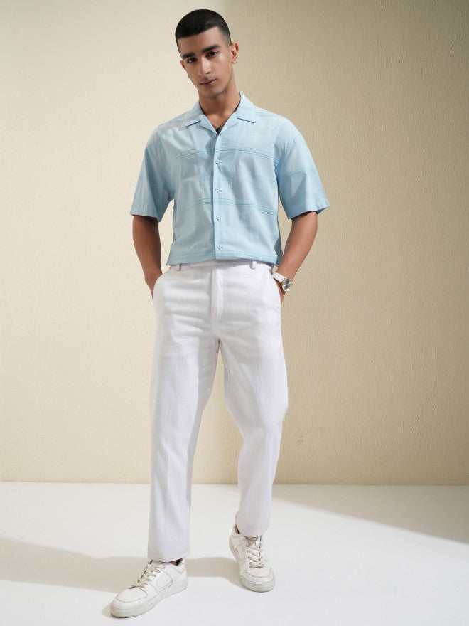 Highlander Men Blue Striped Relaxed Fit Casual Shirt - Blue - Image 2