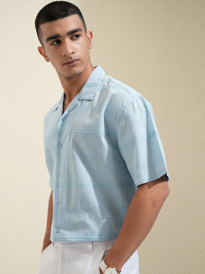 Highlander Men Blue Striped Relaxed Fit Casual Shirt - Blue - Image 4