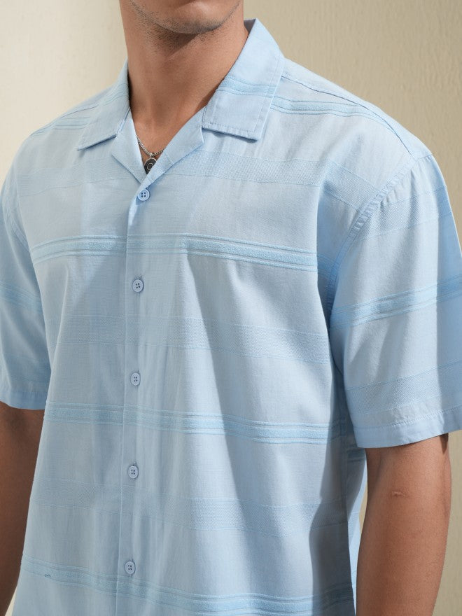 Highlander Men Blue Striped Relaxed Fit Casual Shirt - Blue - Image 5