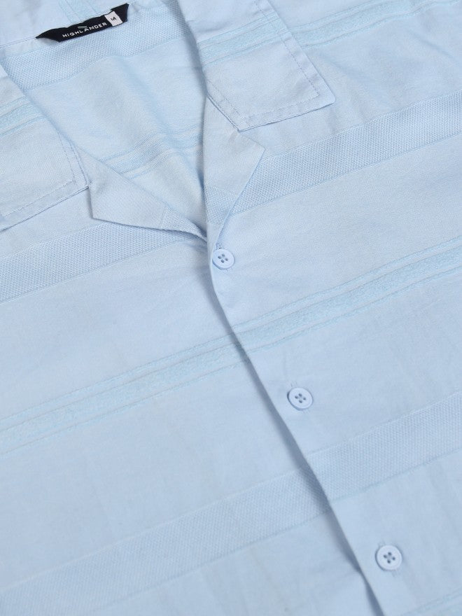 Highlander Men Blue Striped Relaxed Fit Casual Shirt - Blue - Image 7