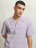 Highlander Men Lavender Striped Relaxed Fit Casual Shirt - Lavender - Image 1