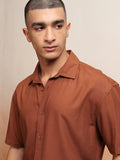 Highlander Men Terracotta Textured Relaxed Fit Casual Shirt - Terracotta - Image 1