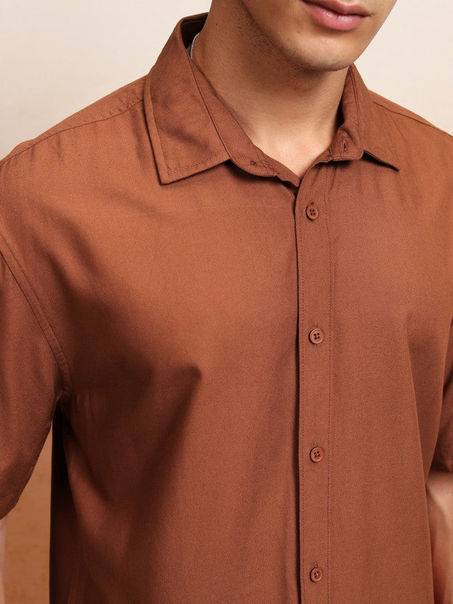 Highlander Men Terracotta Textured Relaxed Fit Casual Shirt - Terracotta - Image 5