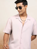 Highlander Men Pink Textured Relaxed Fit Casual Shirt - Pink - Image 1