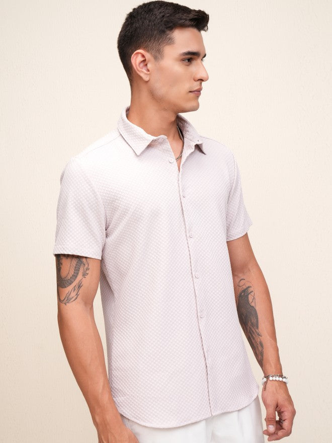 Highlander Men Pink Self Design Regular Fit Casual Shirt - Pink - Image 6