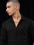 Highlander Men Black Striped Slim Fit Casual Shirt - Black - Image 1