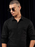 Highlander Men Black Striped Slim Fit Casual Shirt - Black - Image 1