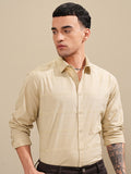Highlander Men Beige Striped Slim Fit Casual Shirt - Beige - Image 1