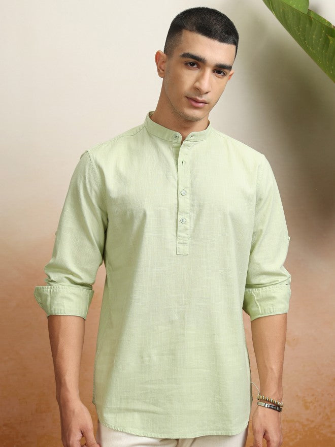 Highlander Men Green Solid Regular Fit Casual Shirt - Green - Image 7