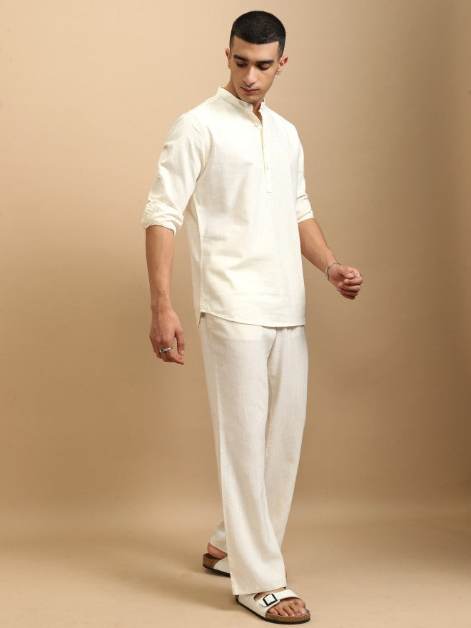 Highlander Men Cream Solid Regular Fit Casual Shirt - Cream - Image 2