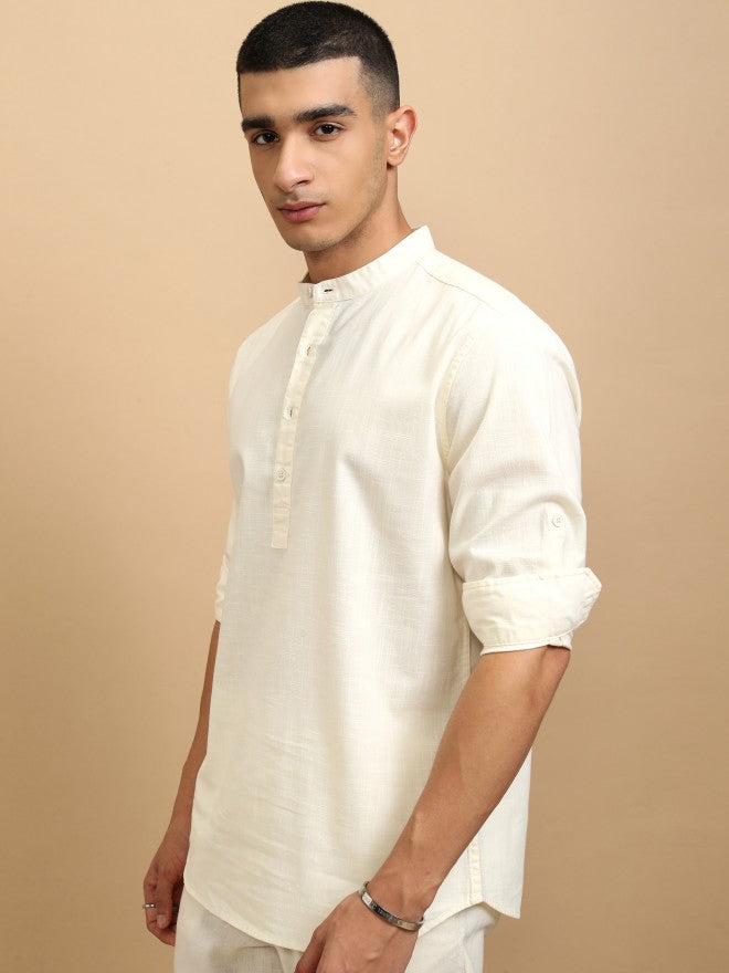 Highlander Men Cream Solid Regular Fit Casual Shirt - Cream - Image 4