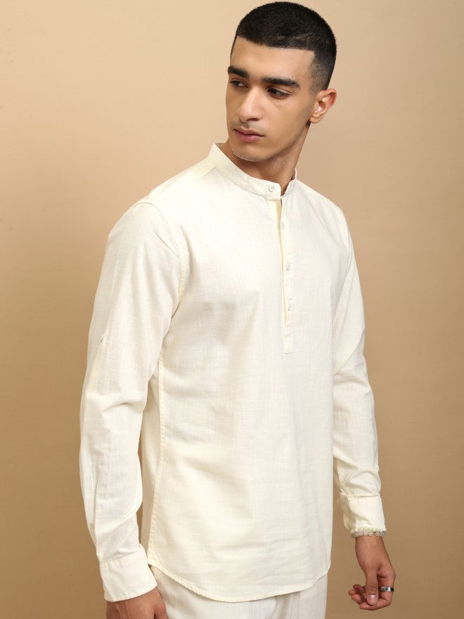 Highlander Men Cream Solid Regular Fit Casual Shirt - Cream - Image 6