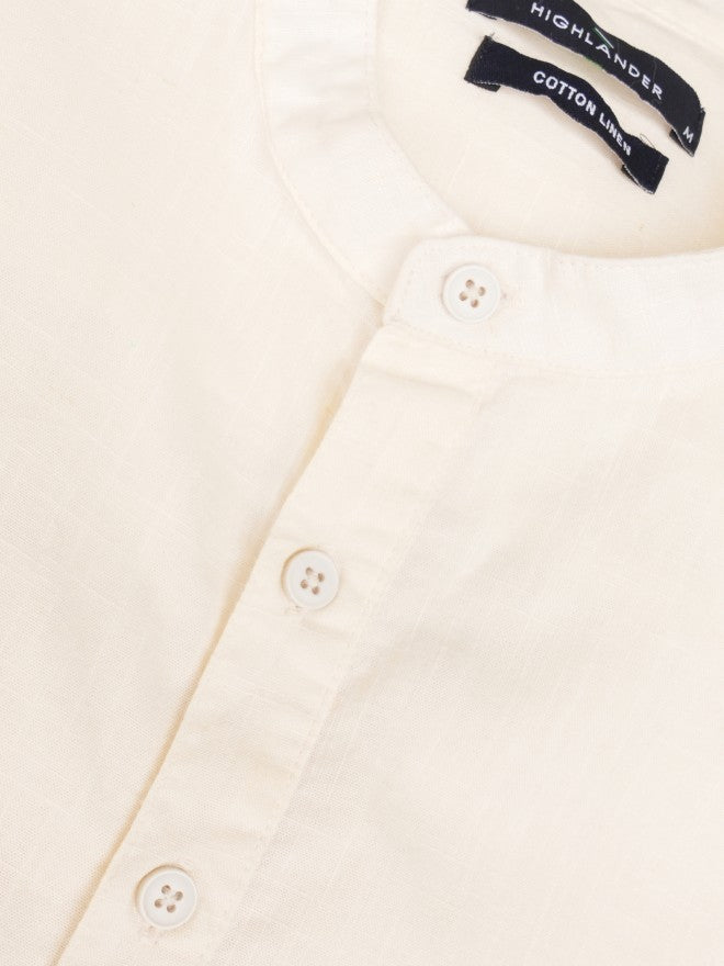 Highlander Men Cream Solid Regular Fit Casual Shirt - Cream - Image 7