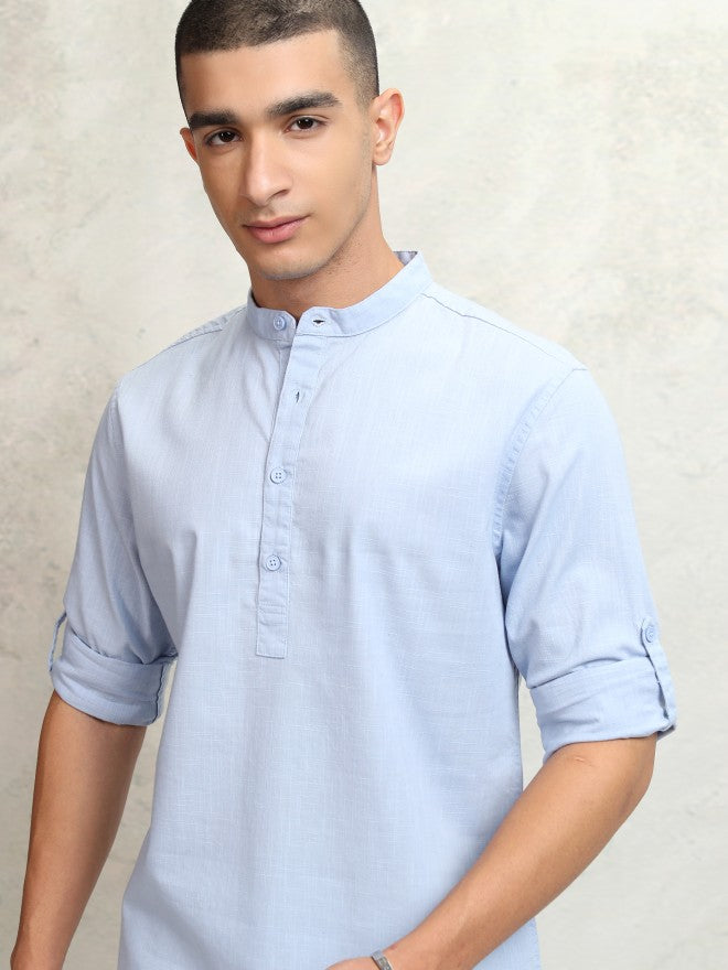 Highlander Men Blue Solid Regular Fit Casual Shirt - Blue - Image 1