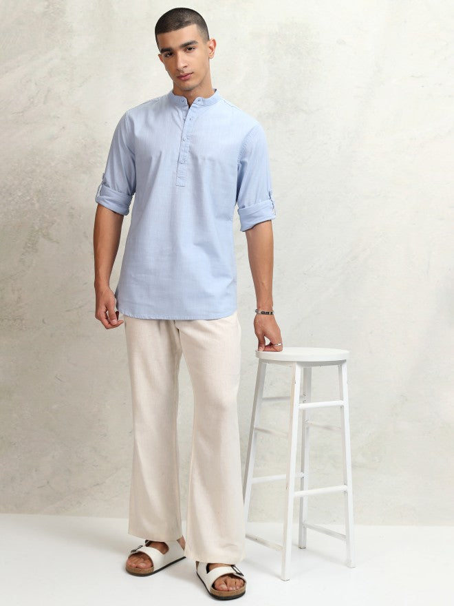 Highlander Men Blue Solid Regular Fit Casual Shirt - Blue - Image 2