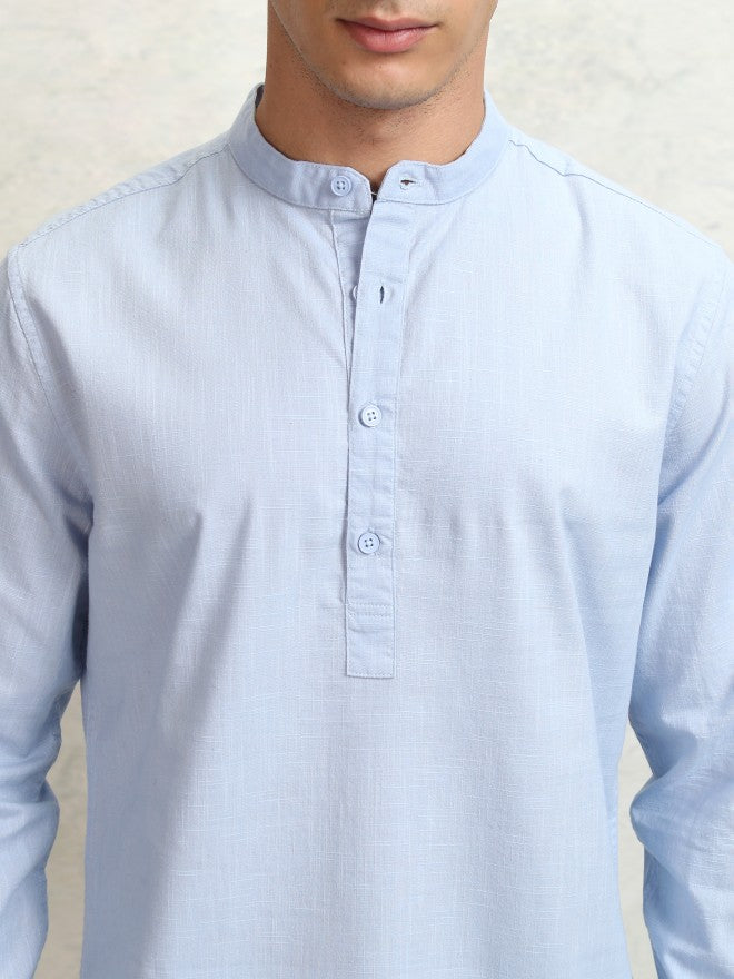 Highlander Men Blue Solid Regular Fit Casual Shirt - Blue - Image 5