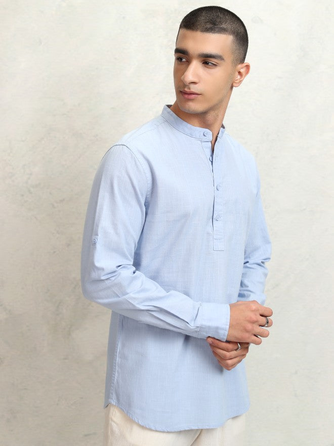 Highlander Men Blue Solid Regular Fit Casual Shirt - Blue - Image 6