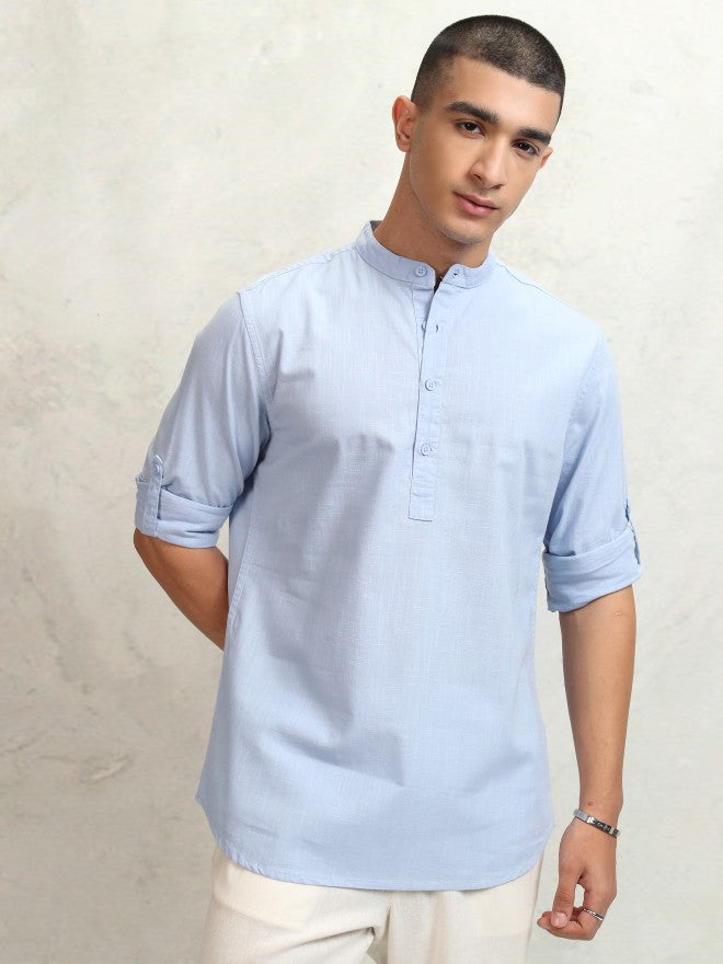 Highlander Men Blue Solid Regular Fit Casual Shirt - Blue - Image 7