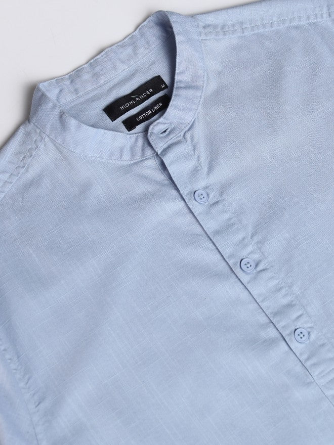 Highlander Men Blue Solid Regular Fit Casual Shirt - Blue - Image 8