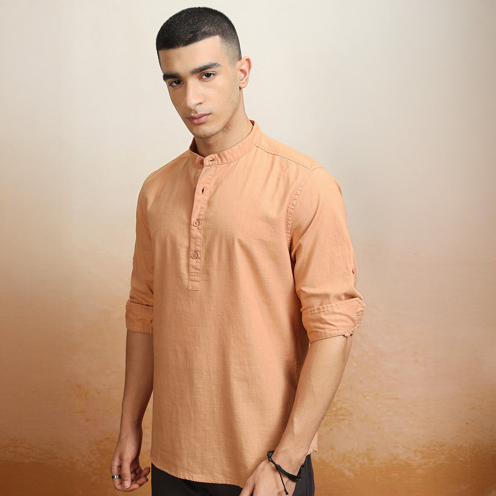 Highlander Men Rust Solid Regular Fit Casual Shirt - Rust - Image 1