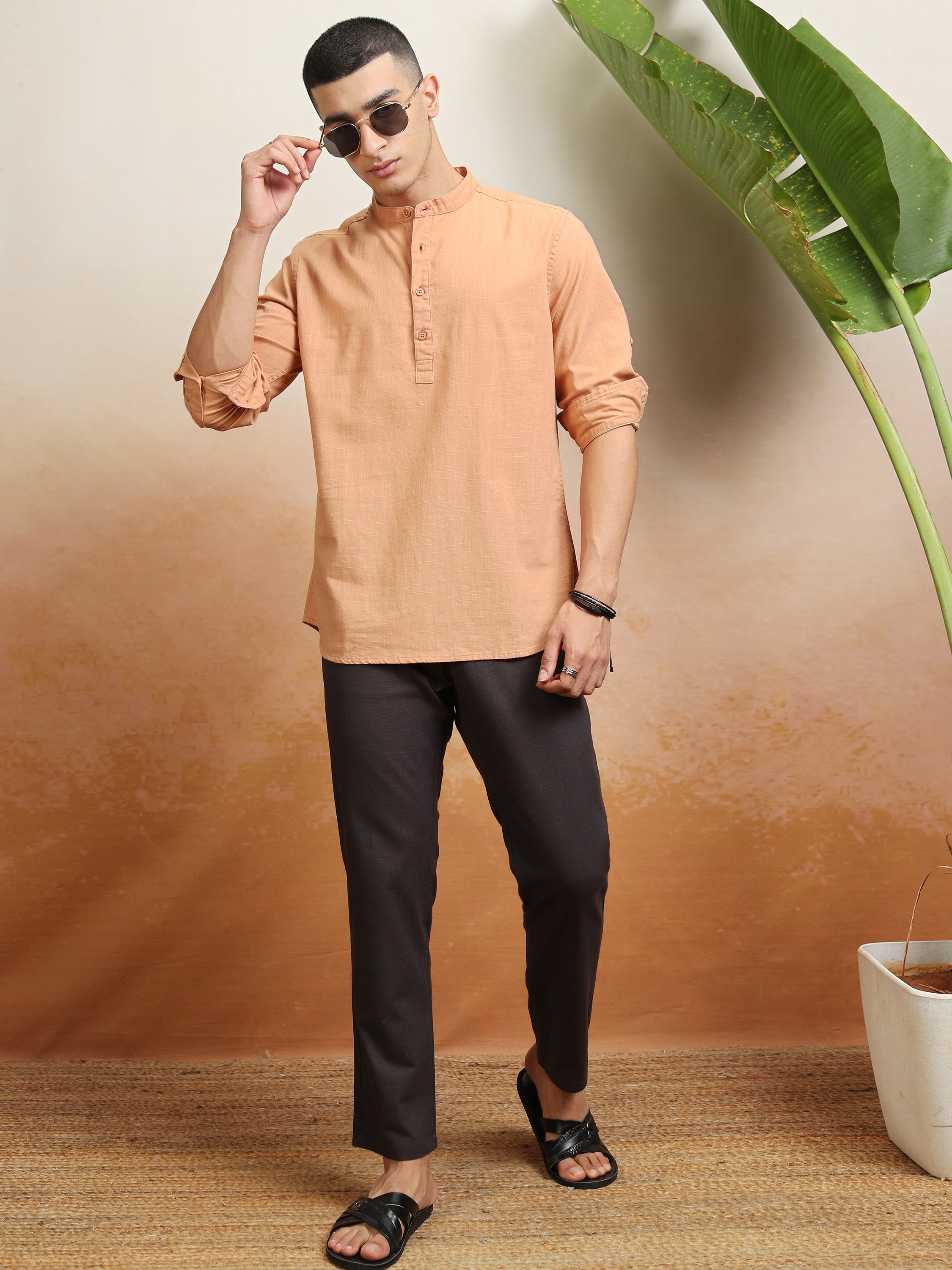 Highlander Men Rust Solid Regular Fit Casual Shirt - Rust - Image 2